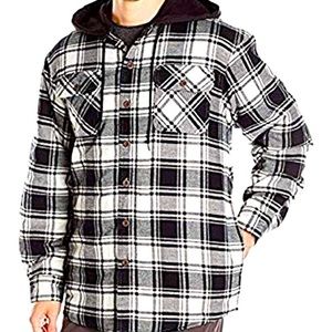 Wrangler
Men's Black Authentics Long Sleeve Quilted Flannel Jacket With Hood